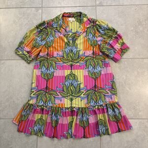 Jude Connally Emerson Mini Dress Colorful Floral Print Short Sleeve V-Neck